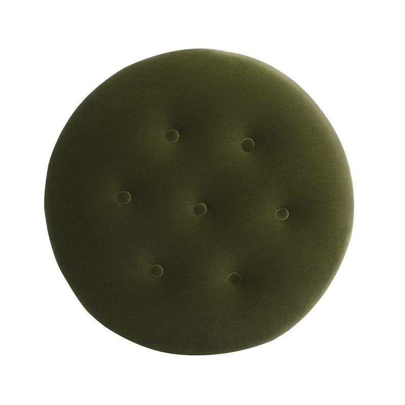 Jennifer Taylor Home Yolanda 24" Round Upholstered Accent Ottoman, Olive Green Performance Velvet