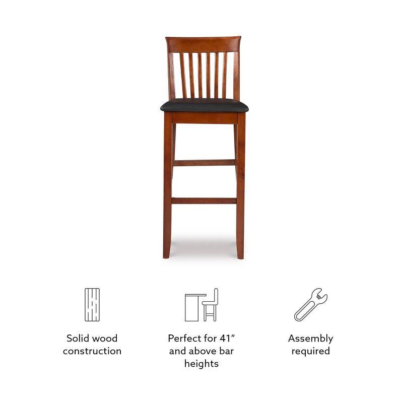 30" Torino Craftsman Padded Seat Barstool Hardwood/Dark Cherry - Linon: Rubberwood, 31" High