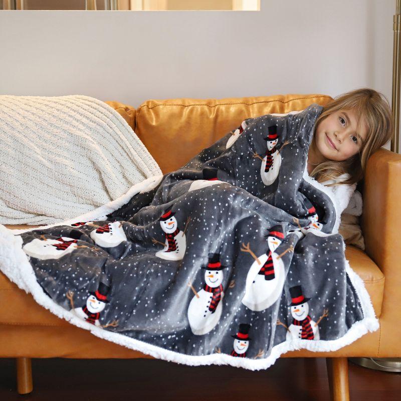 Catalonia Snowman Blanket, Christmas Sherpa Fleece Throw, Blanket For Couch And Bed,Soft,Thick, Fluffy,Warm