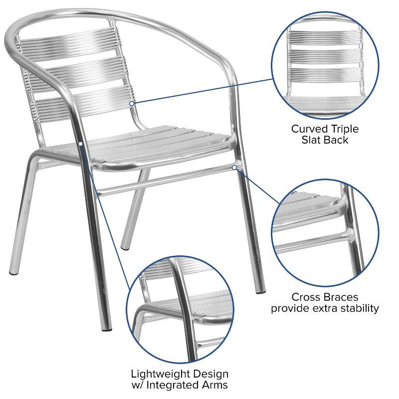 Sleek Silver Aluminum Indoor-Outdoor Dining Chair with Ladder Back