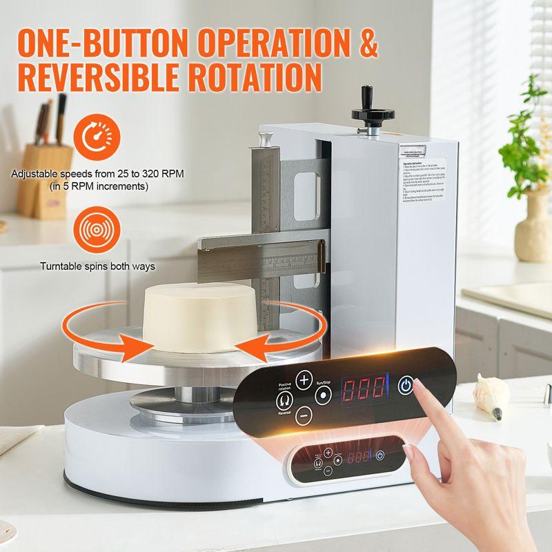 VEVOR Cake Decorating Machine, Cake Cream Spreading Coating Smearing Machine, Low Noise Cake Frosting Machine, Turntable with Adjustable Scraper