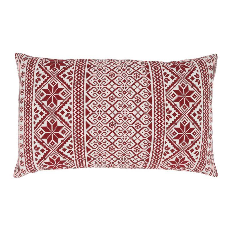 Saro Lifestyle Seasonal Spirit Christmas Pattern Throw Pillow Cover