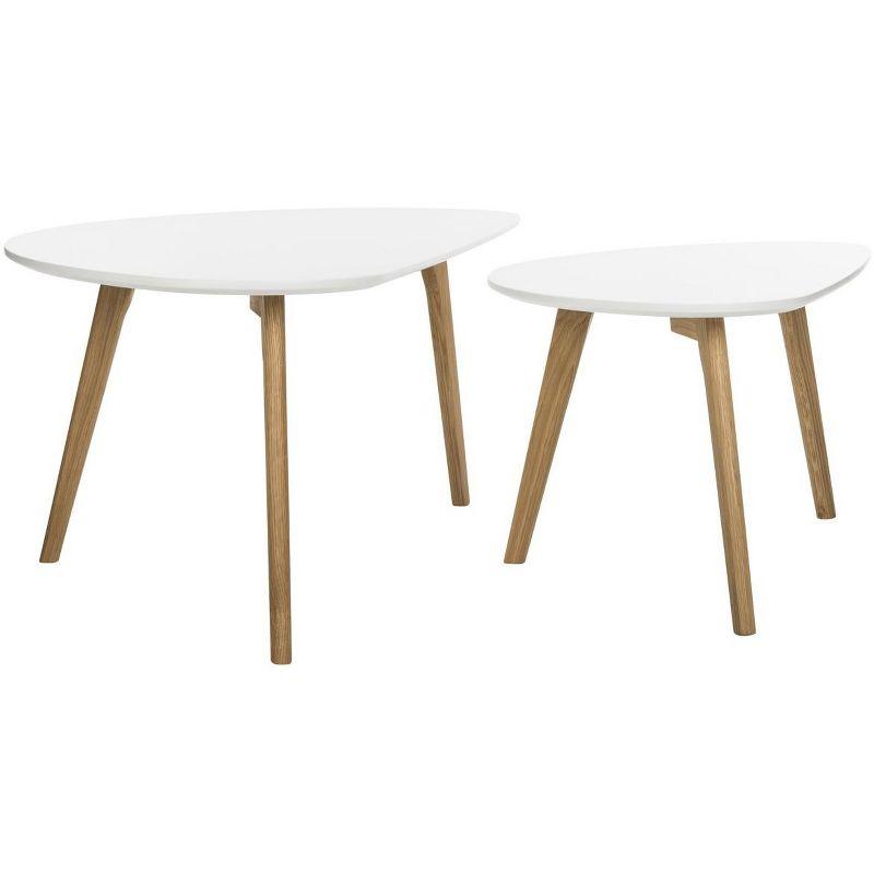 Olida Double Coffee Table - White/Oak - Safavieh