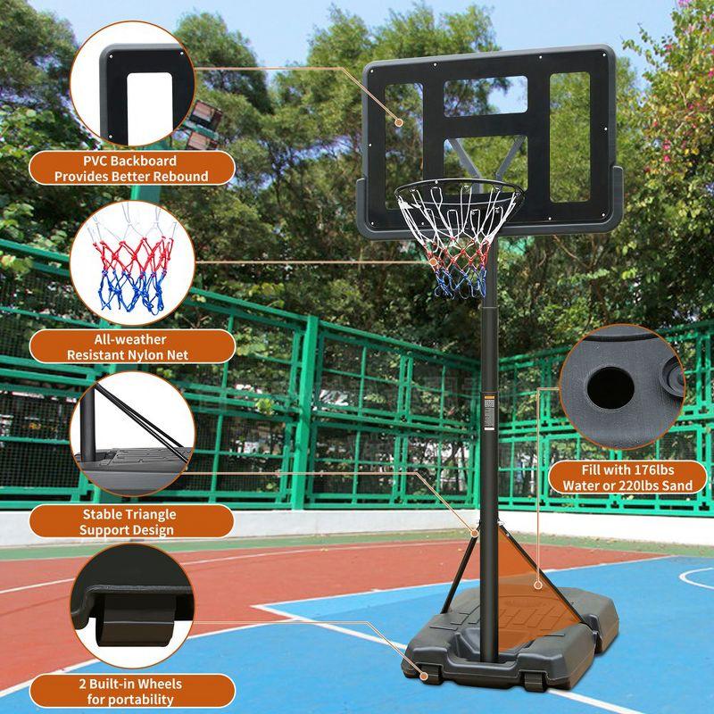 Adjustable 44" Black Iron Portable Basketball Hoop with Wheels