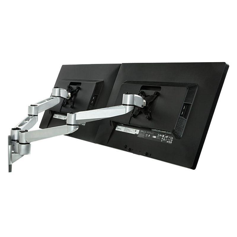 Mount-It! Dual Full Motion Monitor Wall Mount, Compatible with VESA 75 and 100, Fits Computer Screens 19, 20, 21, 24, 27, 30 Inches, Silver