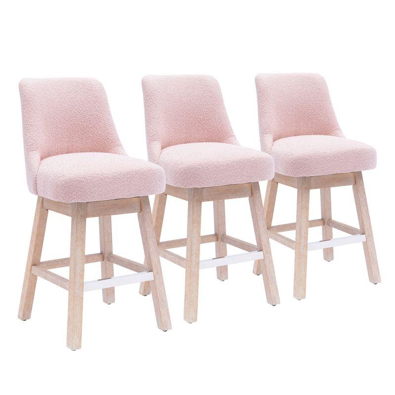 Dusty Peach Upholstered Swivel Counter Height Bar Stool