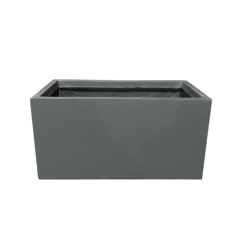 Rosemead Home & Garden, Inc. 12" Wide Kante Elegant Rectangular Concrete/Fiberglass Indoor Outdoor Planter Box Charcoal Gray