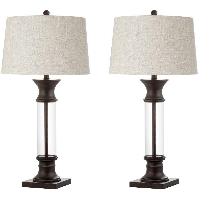 JONATHAN Y Hunter 32" Metal/Glass LED Table Lamp, Bronze (Set of 2)