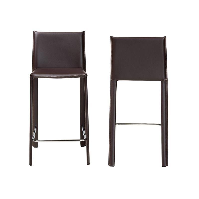 Set of 2 Crawford Leather Counter Height Stools - Baxton Studio