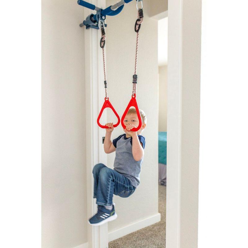 Blue 6-Piece Indoor Doorway Gym with Swing and Slide