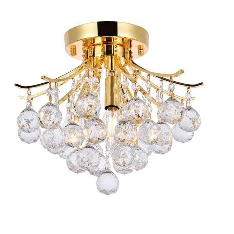 Elegant Lighting Toureg 3 light Gold Flush Mount Clear Royal Cut Crystal