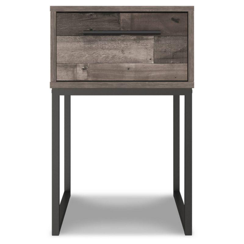 Neilsville Nightstand Black/Gray/Beige - Signature Design by Ashley: Canted Metal Legs, Rustic Finish