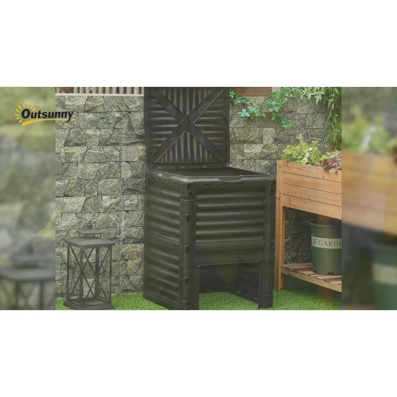 Outsunny Garden Compost Bin 80 Gallon Outdoor Large Capacity Composter Fast Create Fertile Soil Aerating Box, Easy Assembly