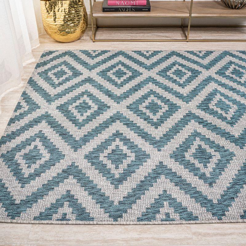 5'x8' Sintra Diamond Indoor/Outdoor Area Rug, Blue/Gray - JONATHAN Y