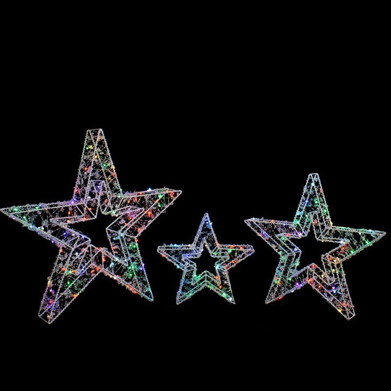 Northlight Seasonal Set of 3 LED Lighted Color Changing Stars Outdoor Christmas Decorations 23"