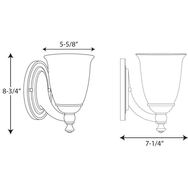 Progress Lighting Victorian 1-Light Wall Sconce, Ceramic, Polished Chrome, Triplex Opal Glass Shade