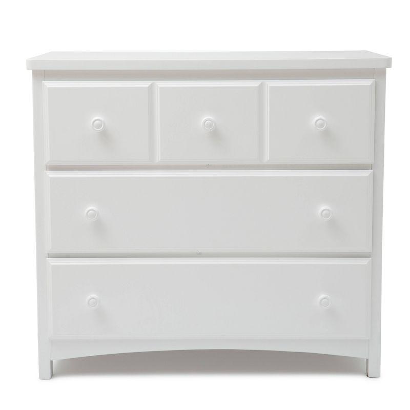 White 3-Drawer Nursery Dresser with Gold Finish