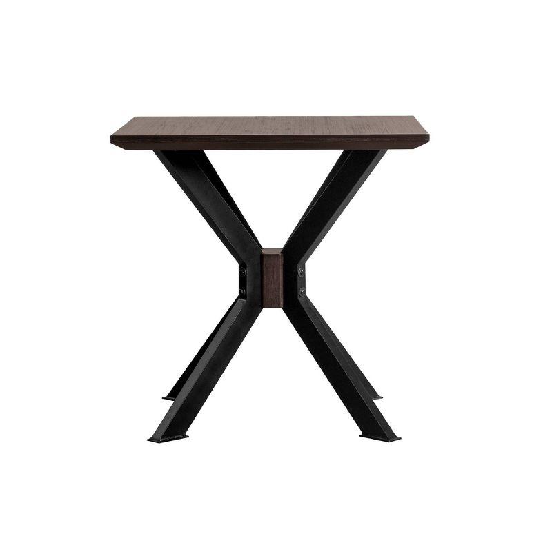 Pirate Modern End Table Dark Brown - Armen Living: Acacia Wood, Square, Metal Base