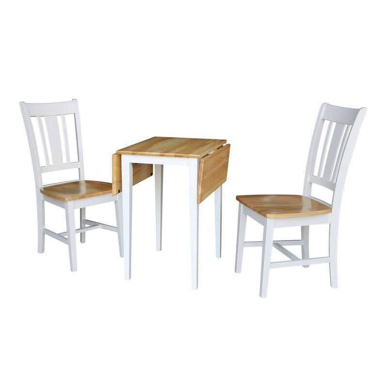 Cain Small Dual Drop Leaf Dining Set with 2 San Remo Chairs White/Natural - International Concepts: Compact, Space-Saving Design