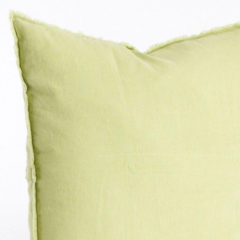 20"x20" Oversize Fringed Design Linen Square Throw Pillow - Saro Lifestyle