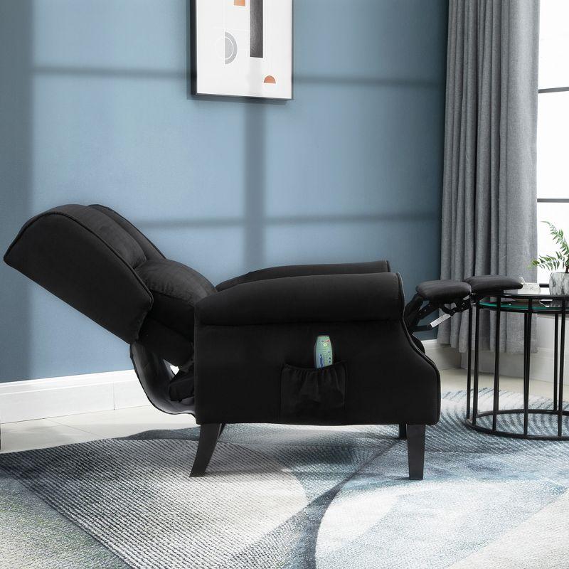 HOMCOM Wingback Heated Vibrating Massage Chair, Accent Sofa Vintage Upholstered Massage Recliner Chair, Black