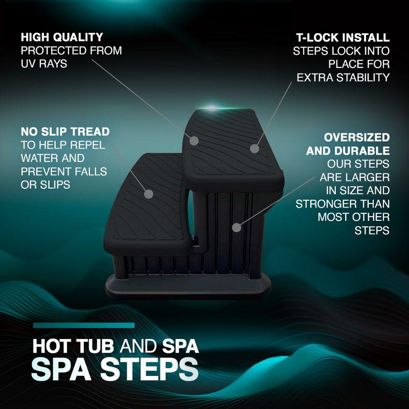 Puri Tech Universal Spa & Hot Tub Outdoor Steps No Slip Grip Support - Black