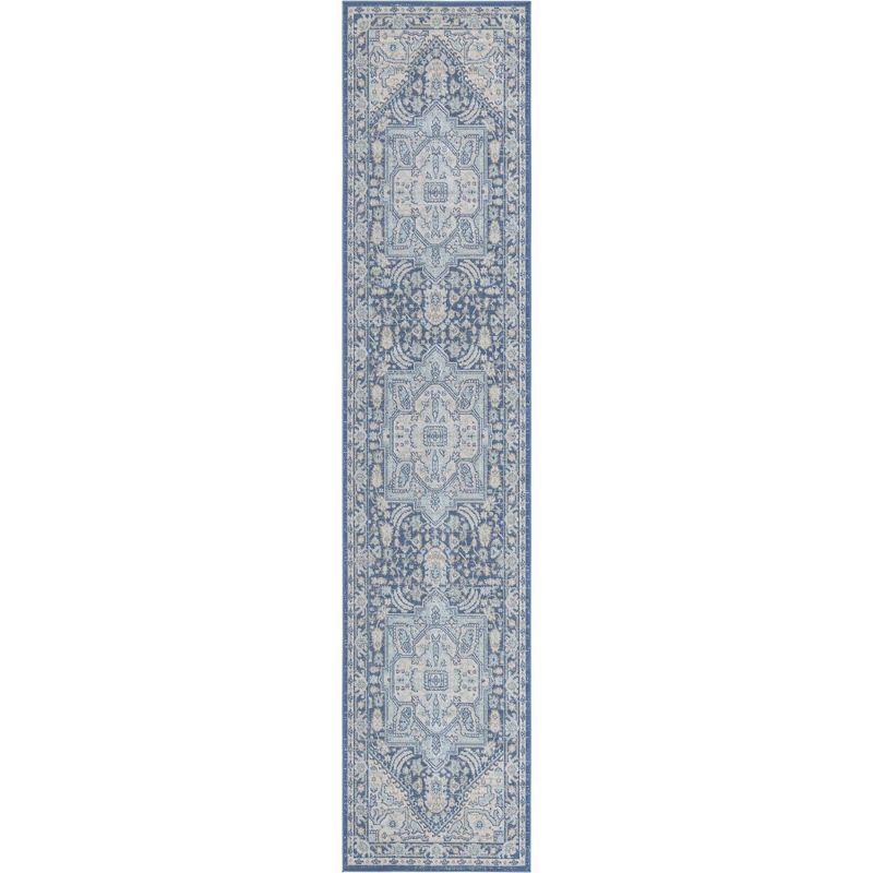 Unique Loom Whitney Collection Area Rug - Milano (2' 7" x 12' Runner French Blue/Ivory)