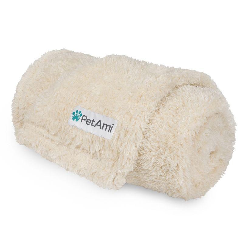 PetAmi Fluffy Dog Blanket for Pet Cat Puppy Kitten, Faux Shearling Soft Fleece Throw, Plush Reversible Washable Couch Cover