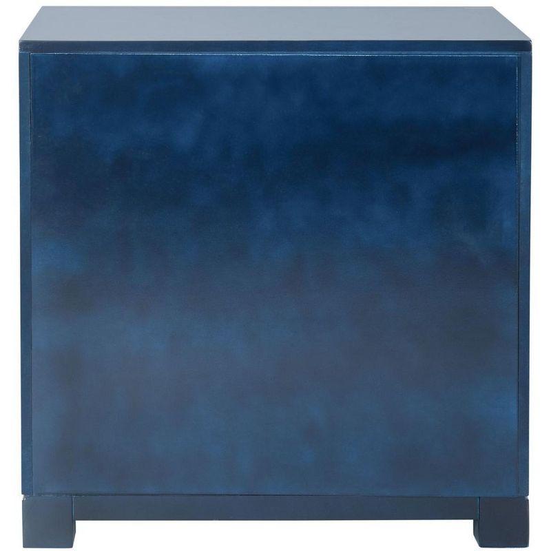 Raina 3 Drawer Greek Key Nightstand - Navy - Safavieh