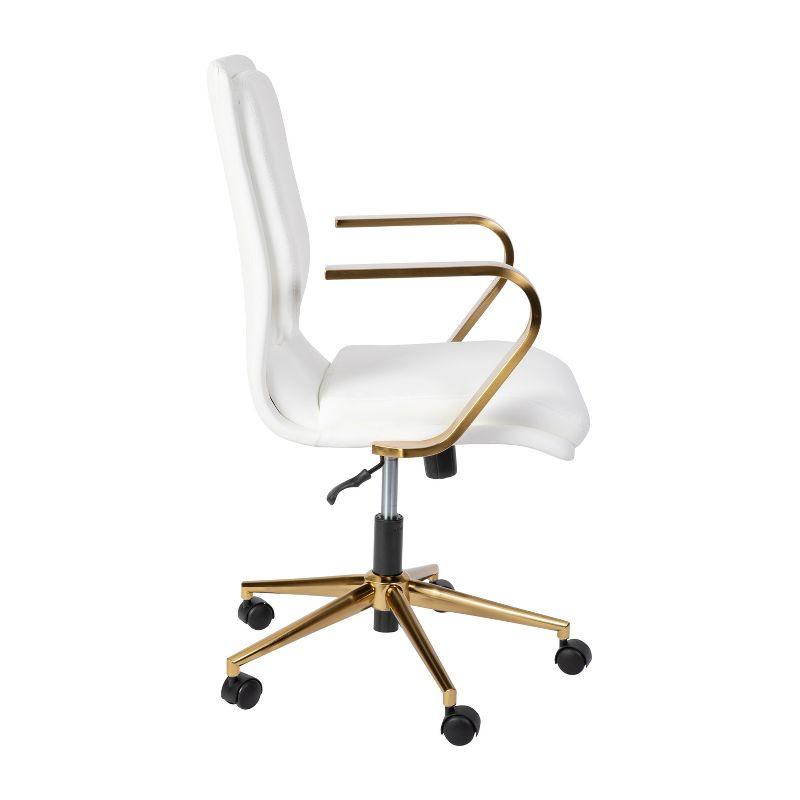 Flash Furniture James Mid-Back Designer Executive Upholstered Office Chair with Brushed Metal Base and Arms