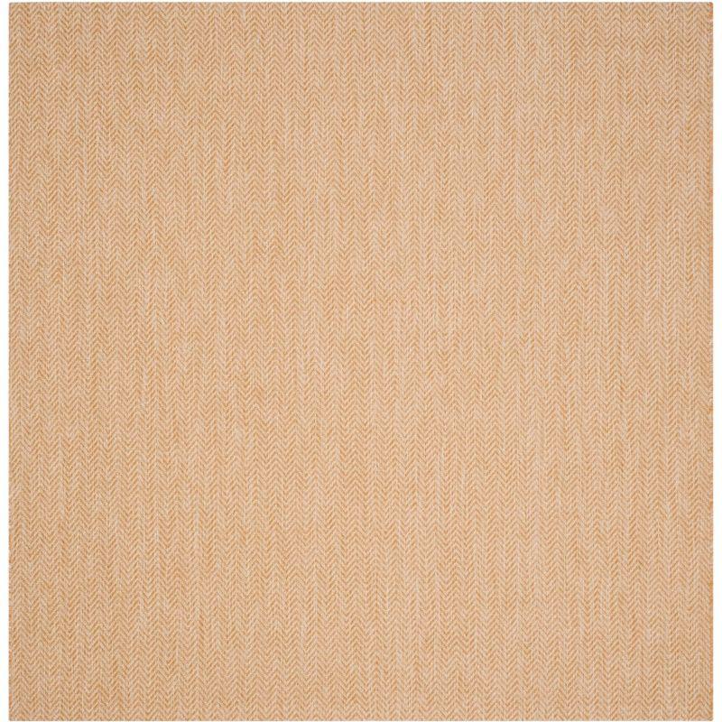 Natural Cream 4' Square Synthetic Indoor/Outdoor Area Rug