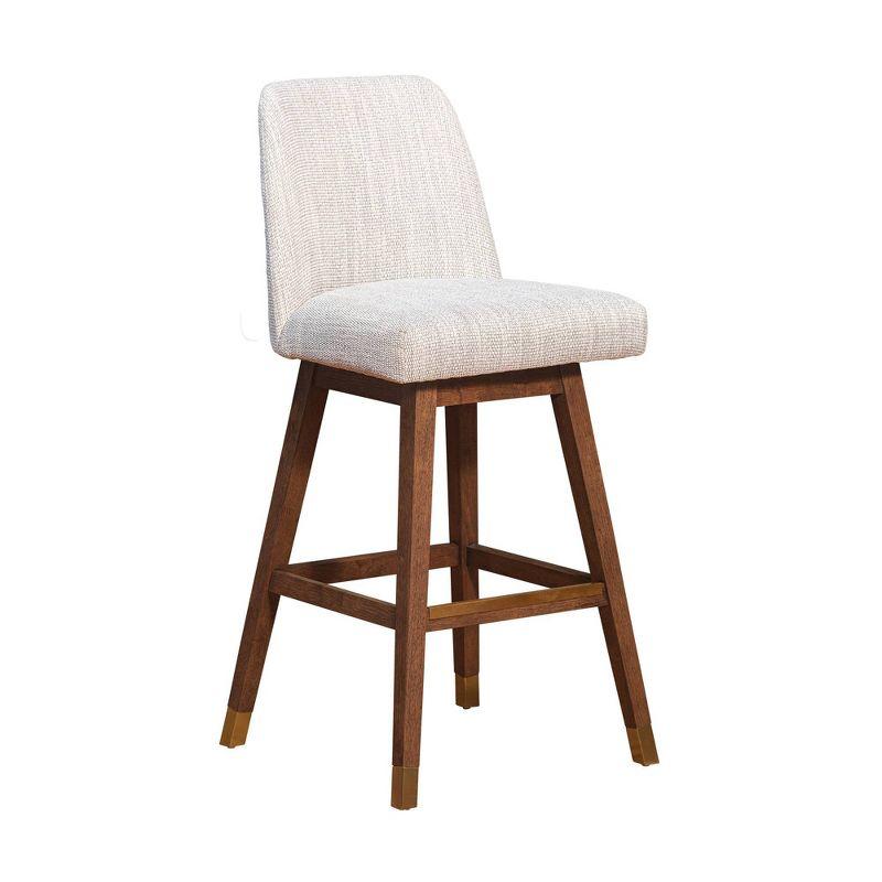 Armen Living Amalie Wood Finish with Fabric Swivel Barstool Brown Oak/Beige