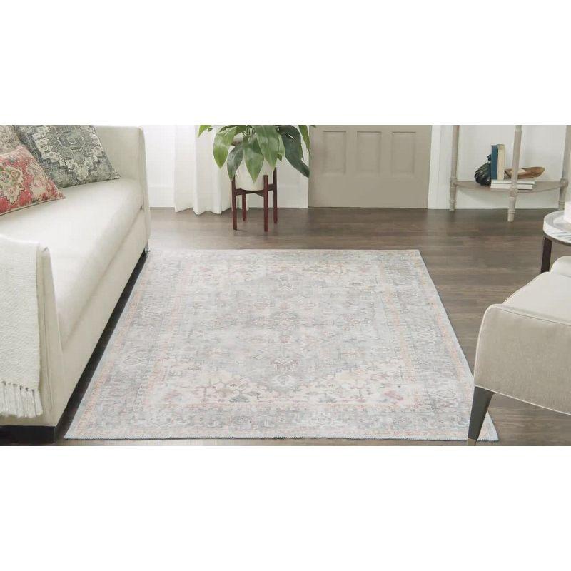 Machine Washable Oriental Blue/Red Area Rug