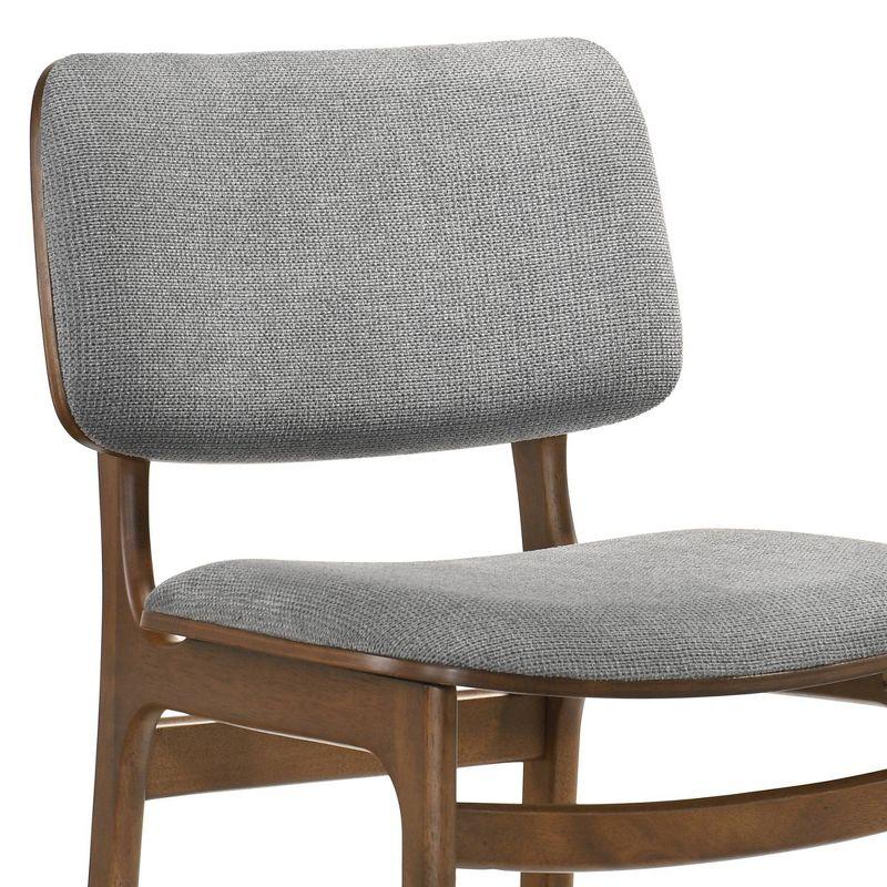 Set of 2 Lima Upholstered Wood Dining Chairs Walnut - Armen Living: Mid-Century Modern, Rubberwood Frame, Gray Polyester