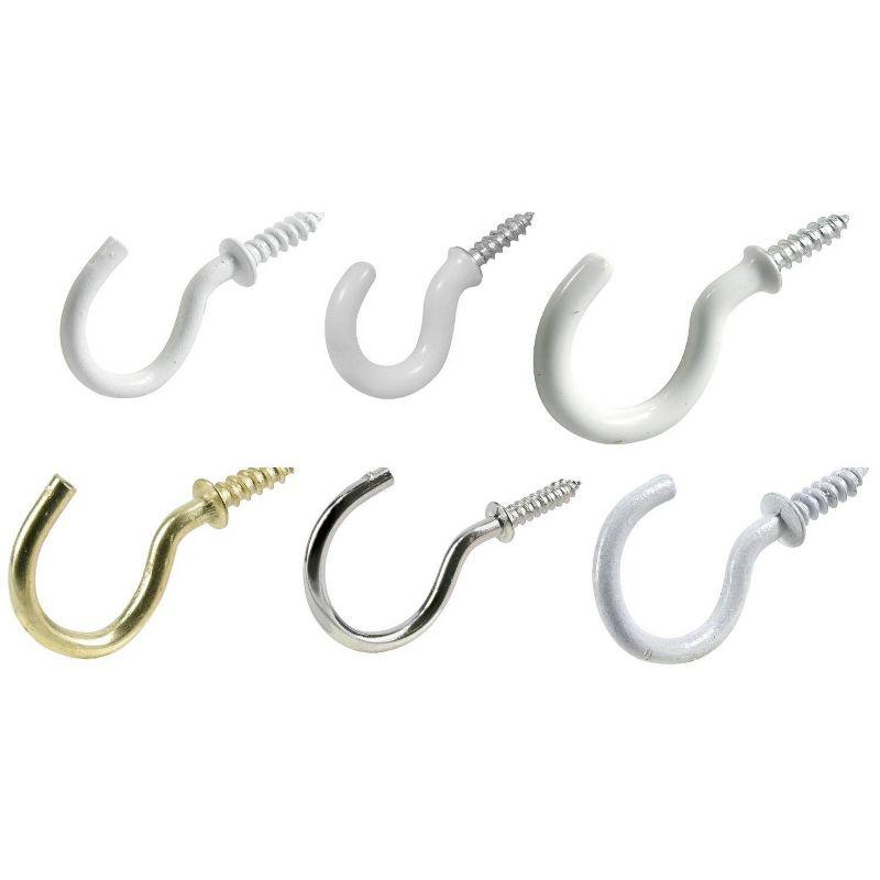 Hillman 55pk Cup Hook Assortment Kit: Steel Screw Hooks for Ceiling & Picture Hanging, Multicolored, 0.5" Length