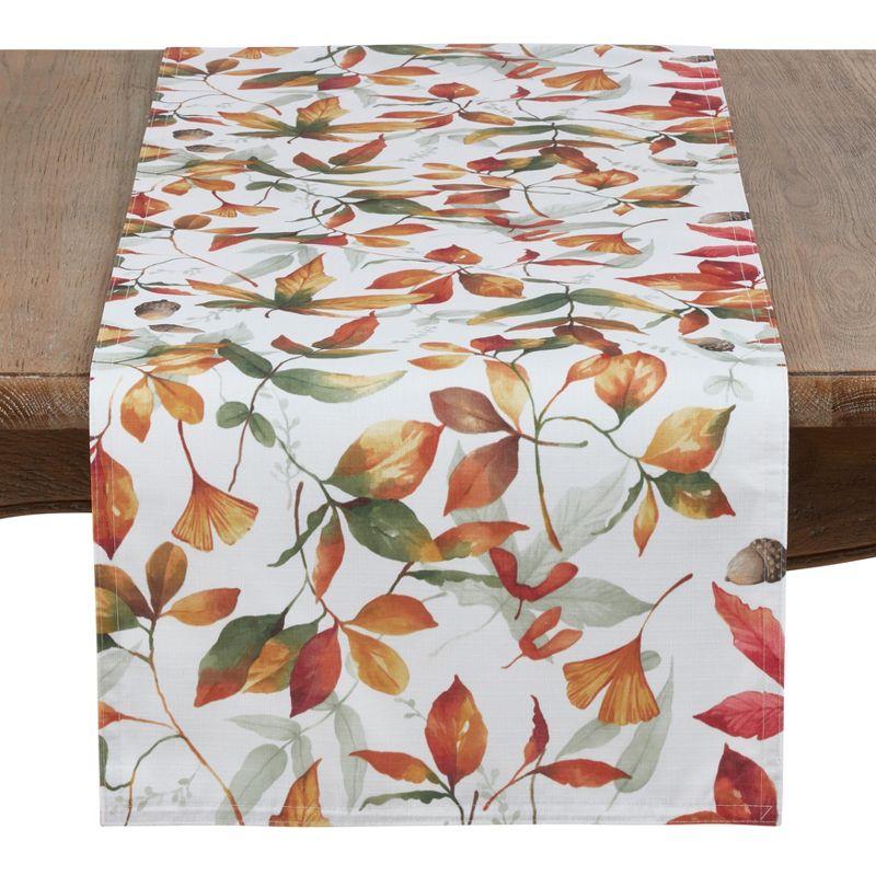 Saro Lifestyle Fall Leaf Patterned Poly Table Runner