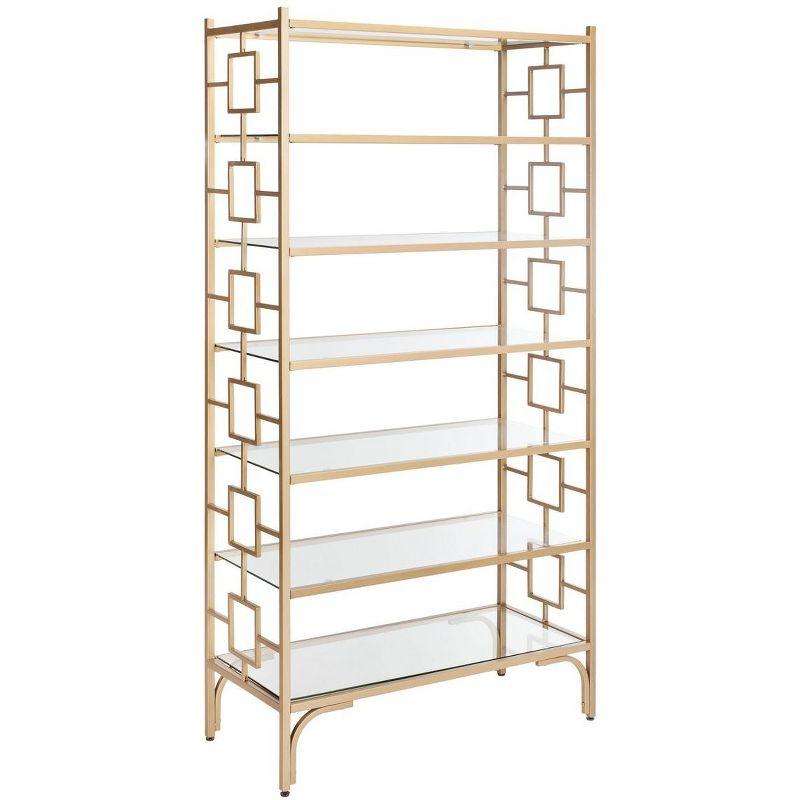 Brooklyn 7-Tier Etagere - Gold/Tempered Glass - Safavieh