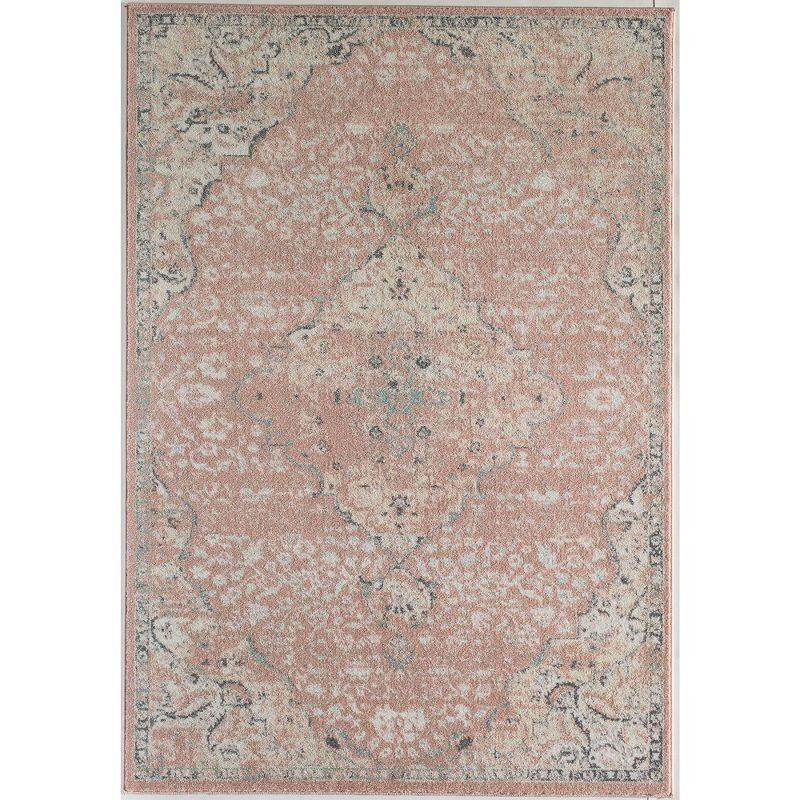 Hailey Pink Amaranth Bedroom Rug - Persian Inspired Rug for Living Room, Trendy Pink Floor Decor, Soft Area Rug, 5'x7'