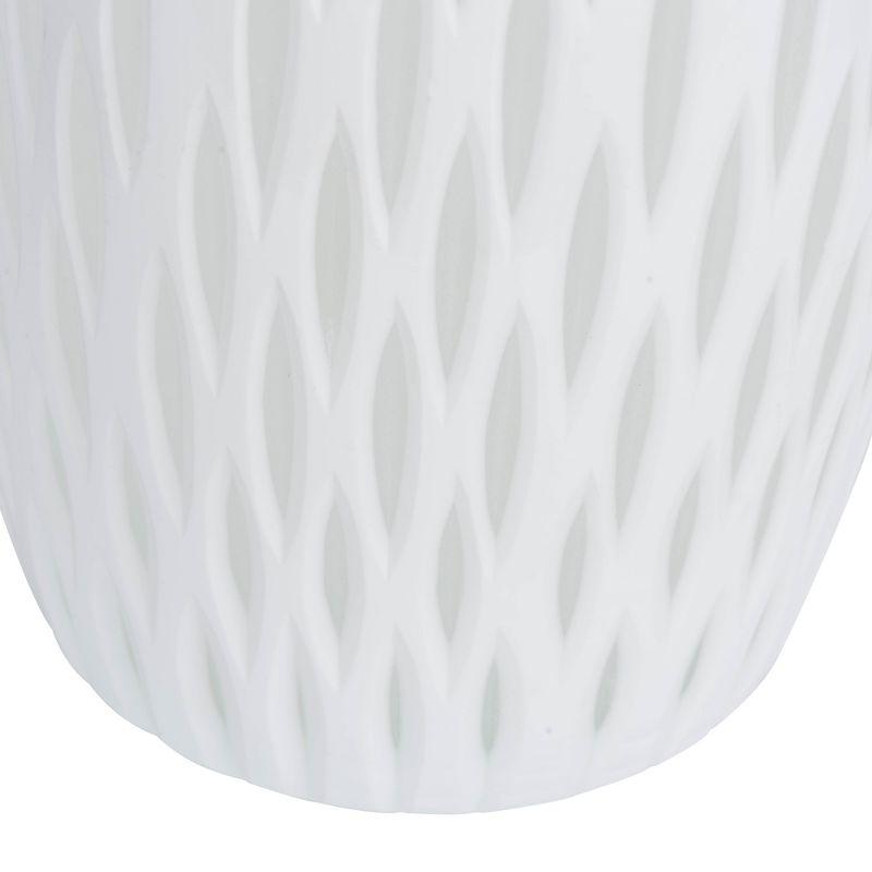 Vickerman 13" White Frosted Glass Vase. This lightly frosted vase is accented with a white diamond pattern. Pair this vase with your favorite faux