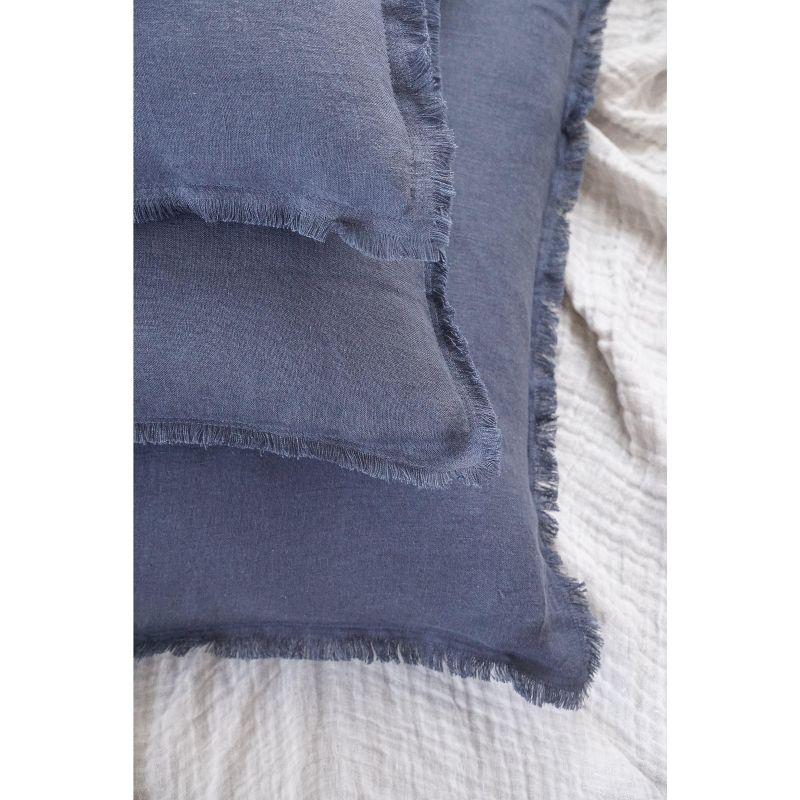 Soft Navy Blue Fringe Linen Pillow