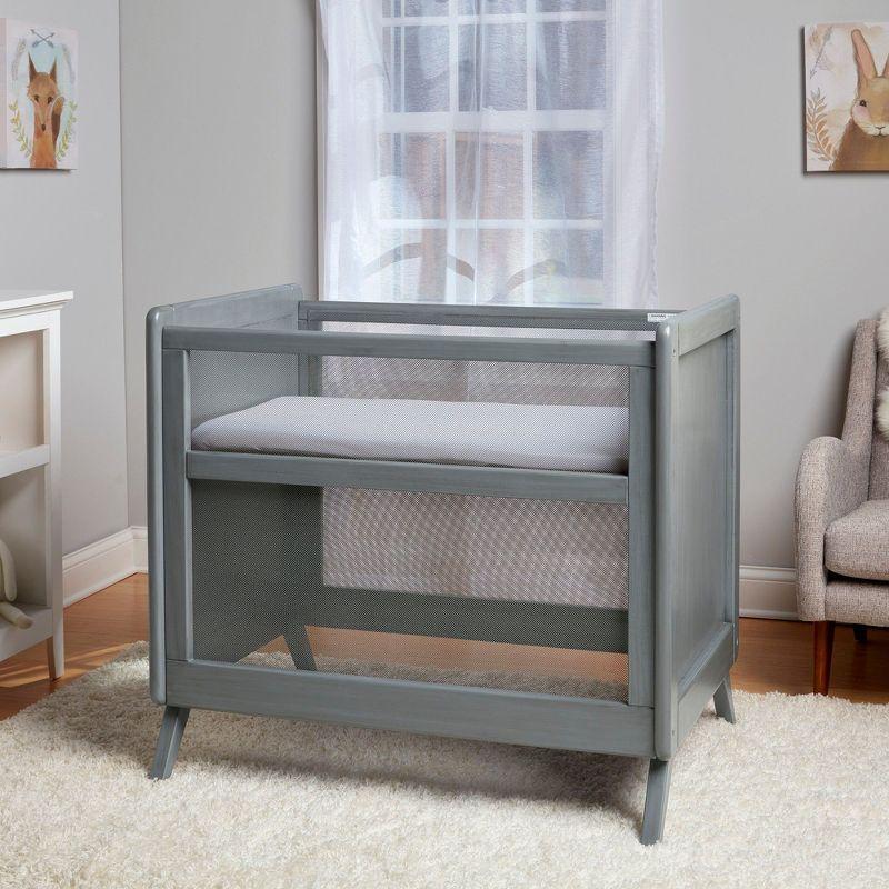 BreathableBaby Breathable Mesh 2-in-1 Mini Crib, Gray, Greenguard Gold Certified