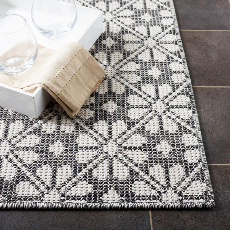 Black and White Geometric Square Synthetic Rug