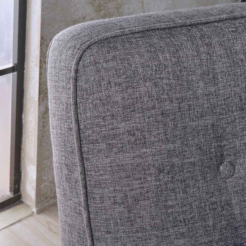 Elysian Gray Tufted Fabric Loveseat with Solid Wood Legs