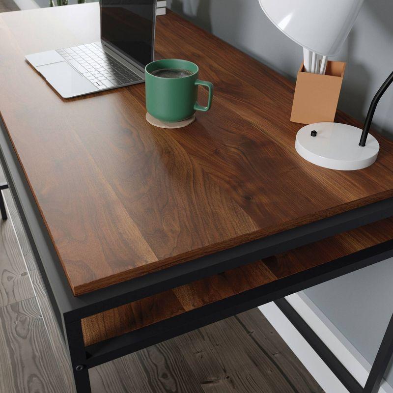 Grand Walnut Writing Desk with Drawer and Shelf