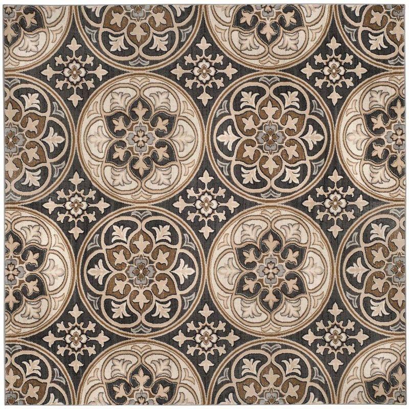 Lyndhurst LNH341 Power Loomed Area Rug - Light Grey/Beige - 8'x8' - Safavieh