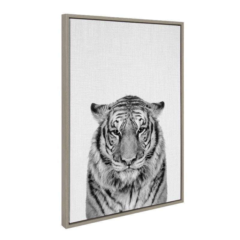 Gray Framed Canvas Print of Bengal Tiger, 23x33