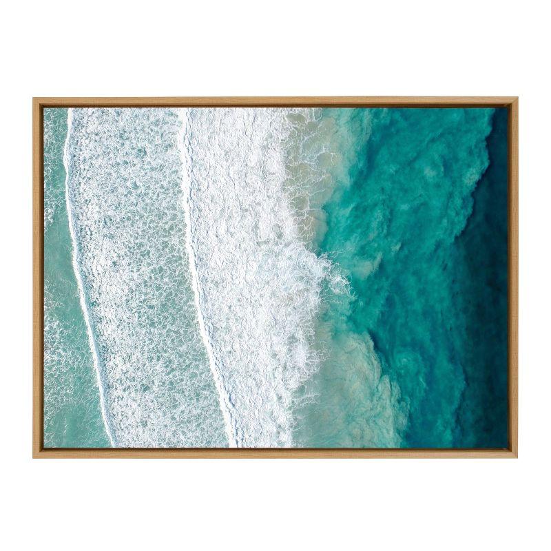 28" x 38" Sylvie Ocean Waves by The Bay Framed Canvas by Creative Bunch - Kate & Laurel All Things Decor