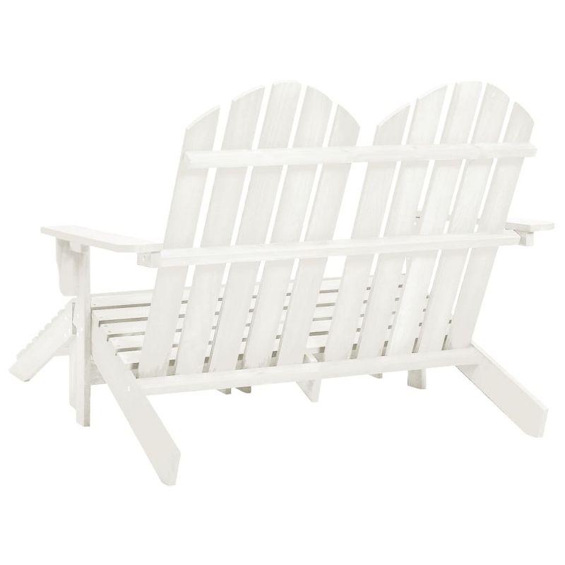 vidaXL 2-Seater Patio Adirondack Chair&Ottoman Fir Wood White