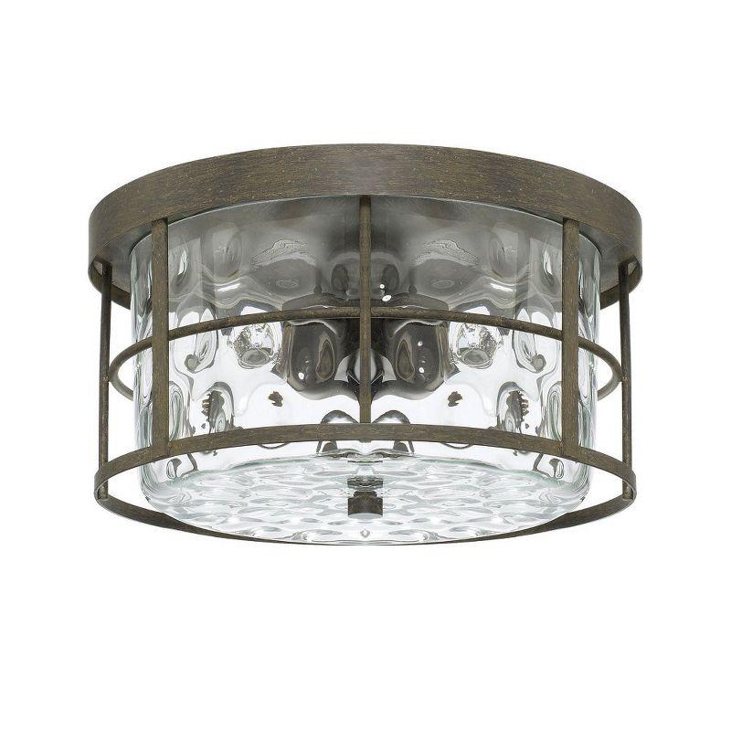 Farmhouse Clear Glass 2-Light Flush Mount Ceiling Fixture