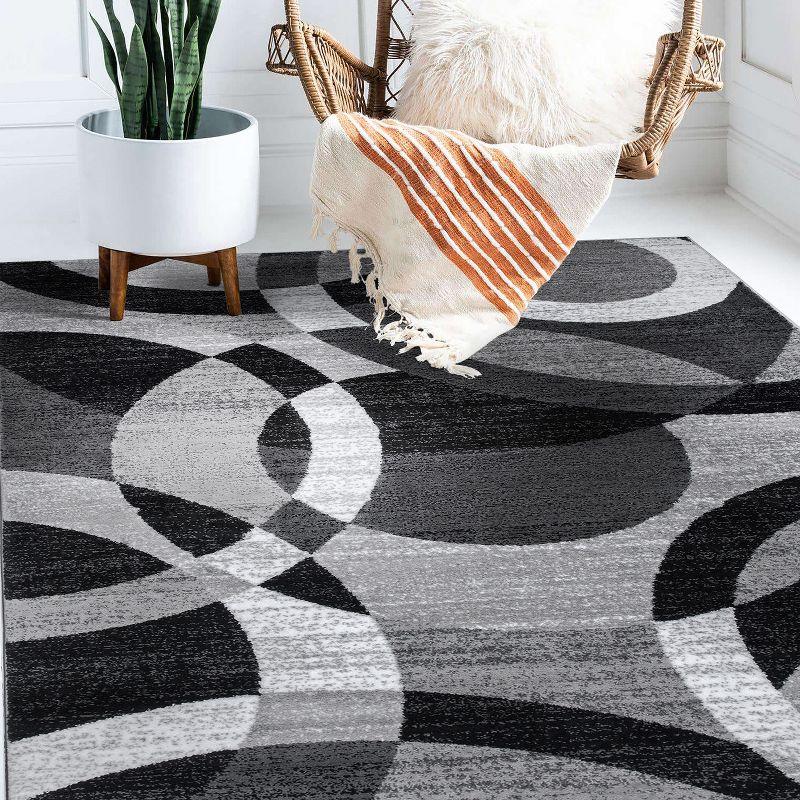 World Rug Gallery Geometric Circles Gray 7'10" x 10'2" Indoor Area Rug